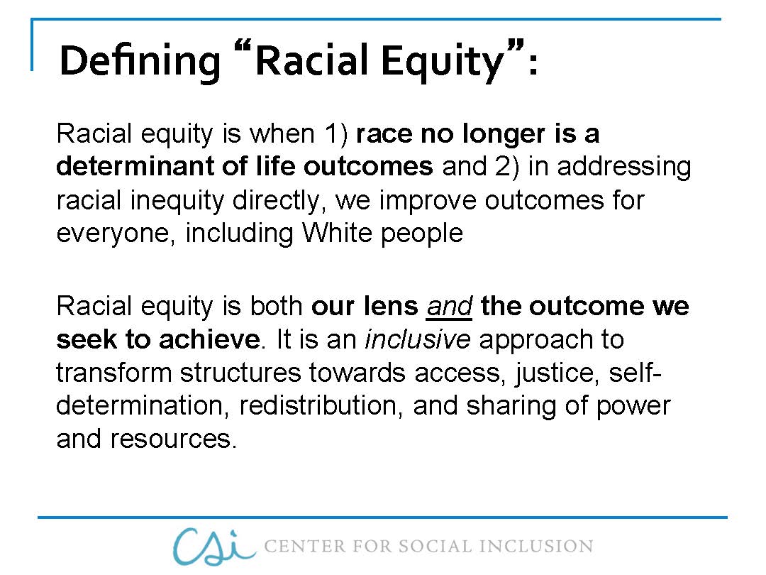 Defining racial equity