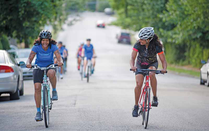 Ladies on bikes