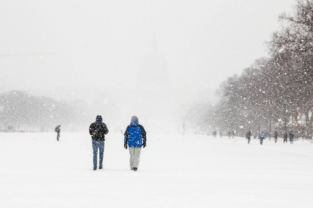 Walking toward the Capitol in a snowstorm by Joe Flood